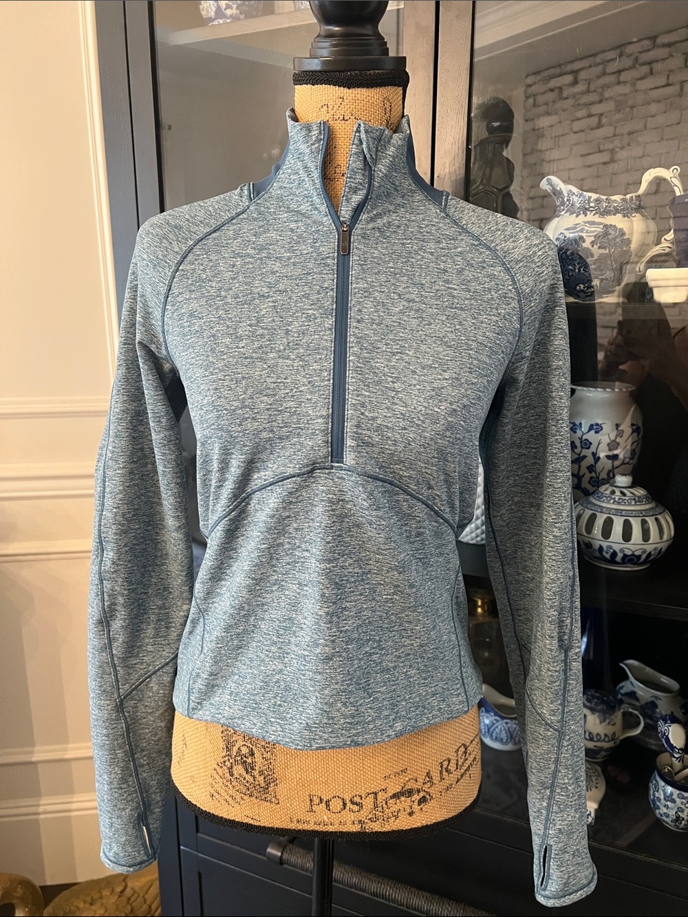 Lulu Lemon Light Blue Heather Quarter-Zip Athletic Pullover